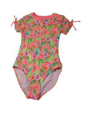Girls Floral One-Piece Swimsuit With UPF 50+ Protection Cat & Jack Sz L (10/12).